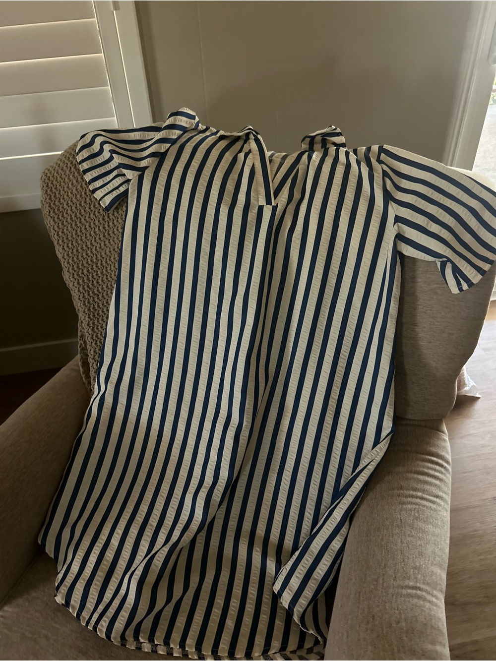 Blue and White Vertical Stripe Dress